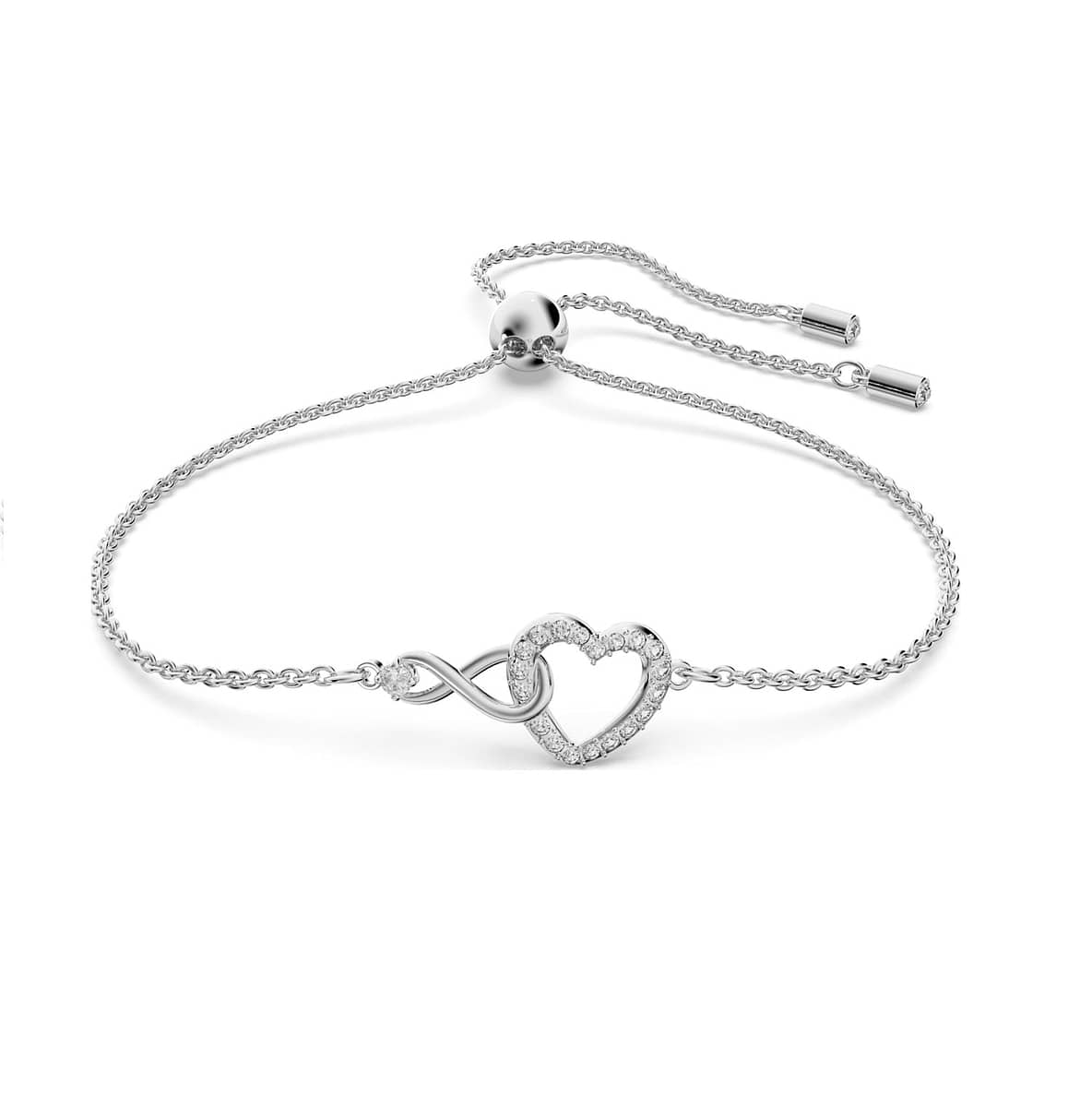 Swarovski Infinity Symbol and CZ Set Heart Charm Bracelet