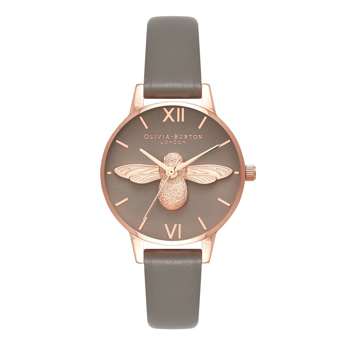 Olivia Burton 3D Bee Grey Dial and Rose Gold Watch