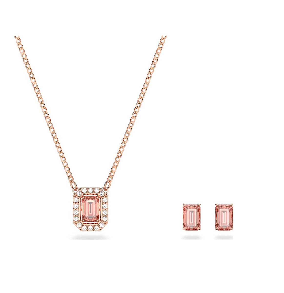 Swarovski Millenia Necklace and Earrings Set Rose Colour
