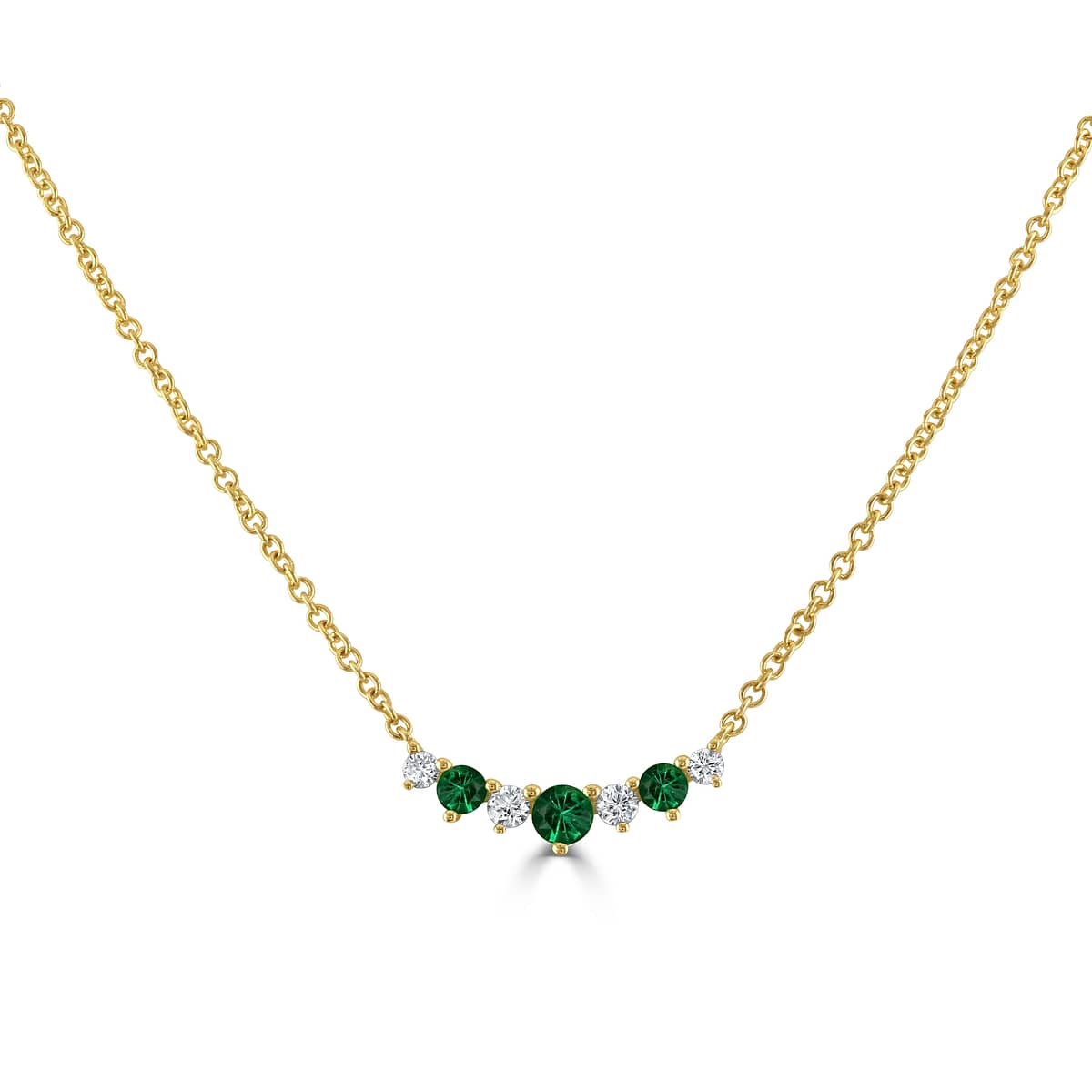 Weir Collection 18k yellow gold diamond and emerald tiara necklace