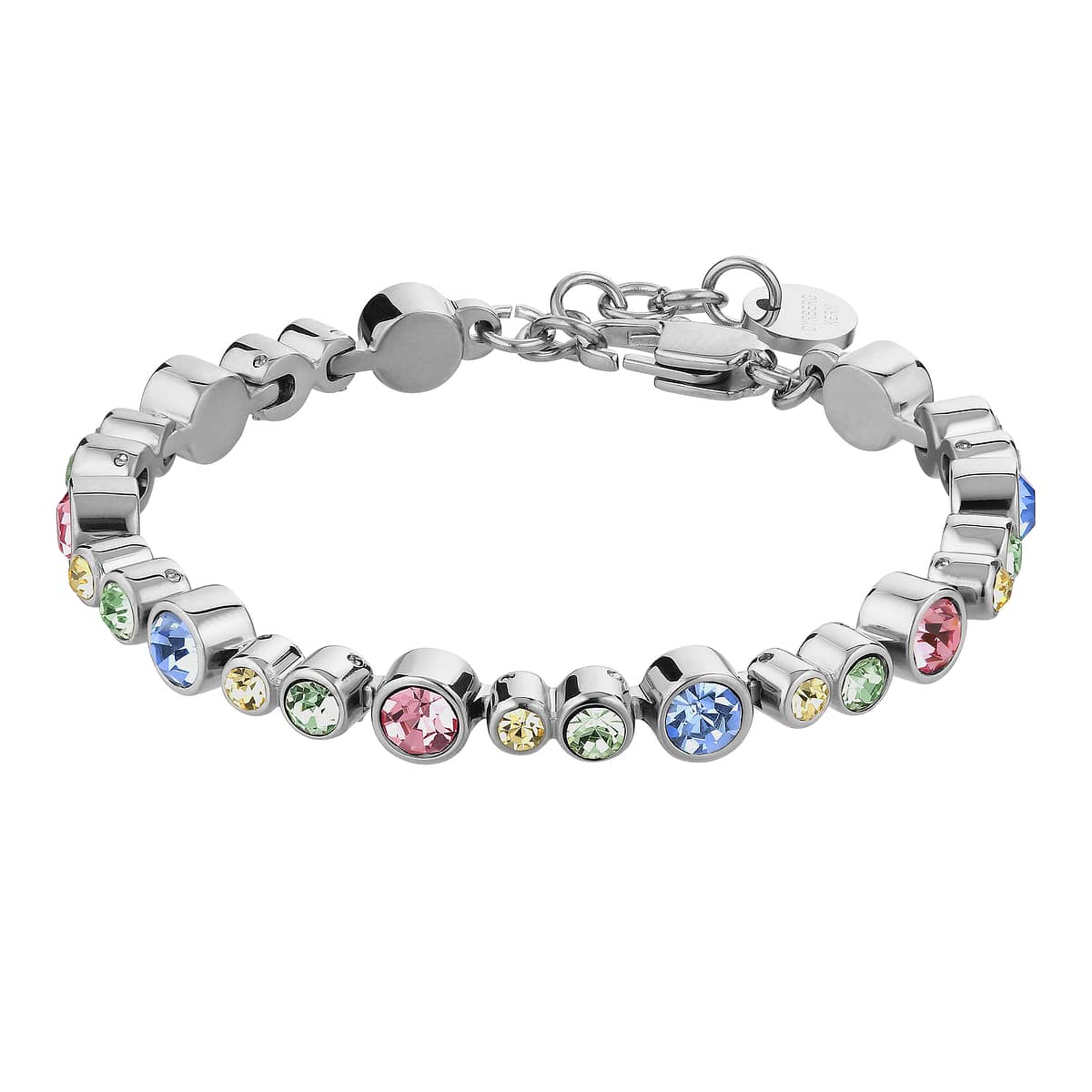 Dyrberg/Kern Teresia Stainless Steel Plated & Polished Pastel Rainbow Crystal Bracelet