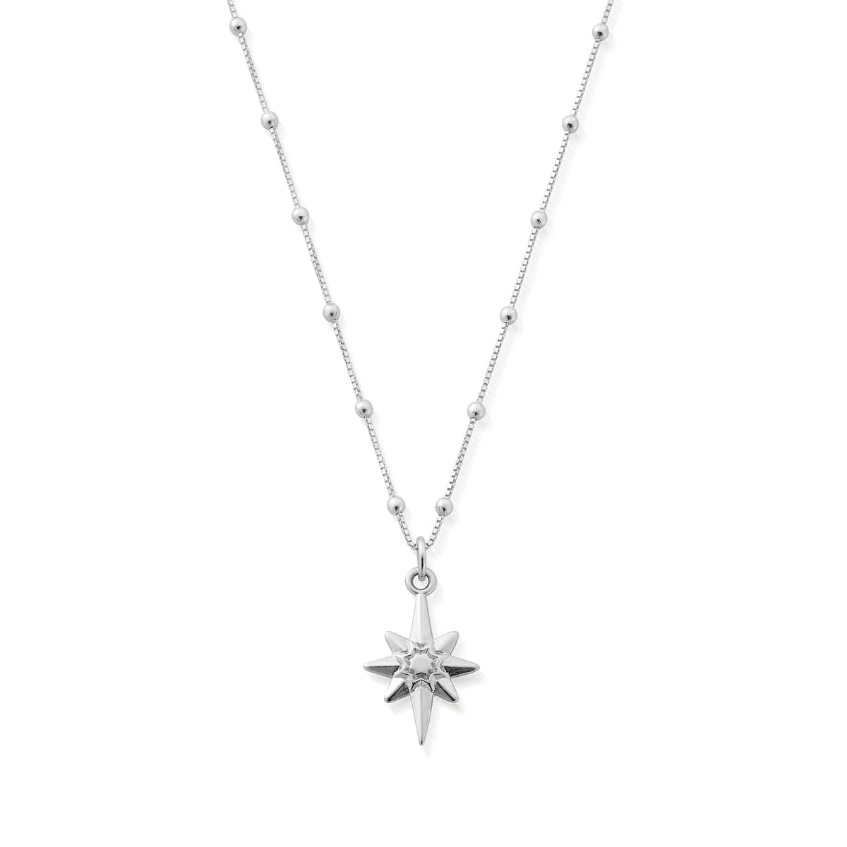 ChloBo Sterling Silver Bobble Chain Lucky Star Necklace