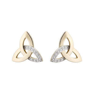 Gold and Diamond Trinity Knot Earrings