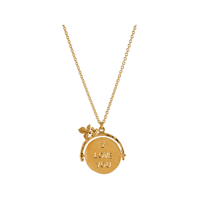 Alex Monroe I Love you gold plated sterling silver pendant