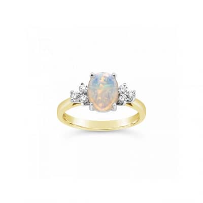 Opal and Diamond ring with gold band