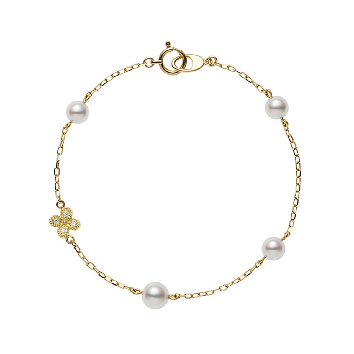 Mikimoto 18k Yellow Gold and Flower Pearl Bracelet